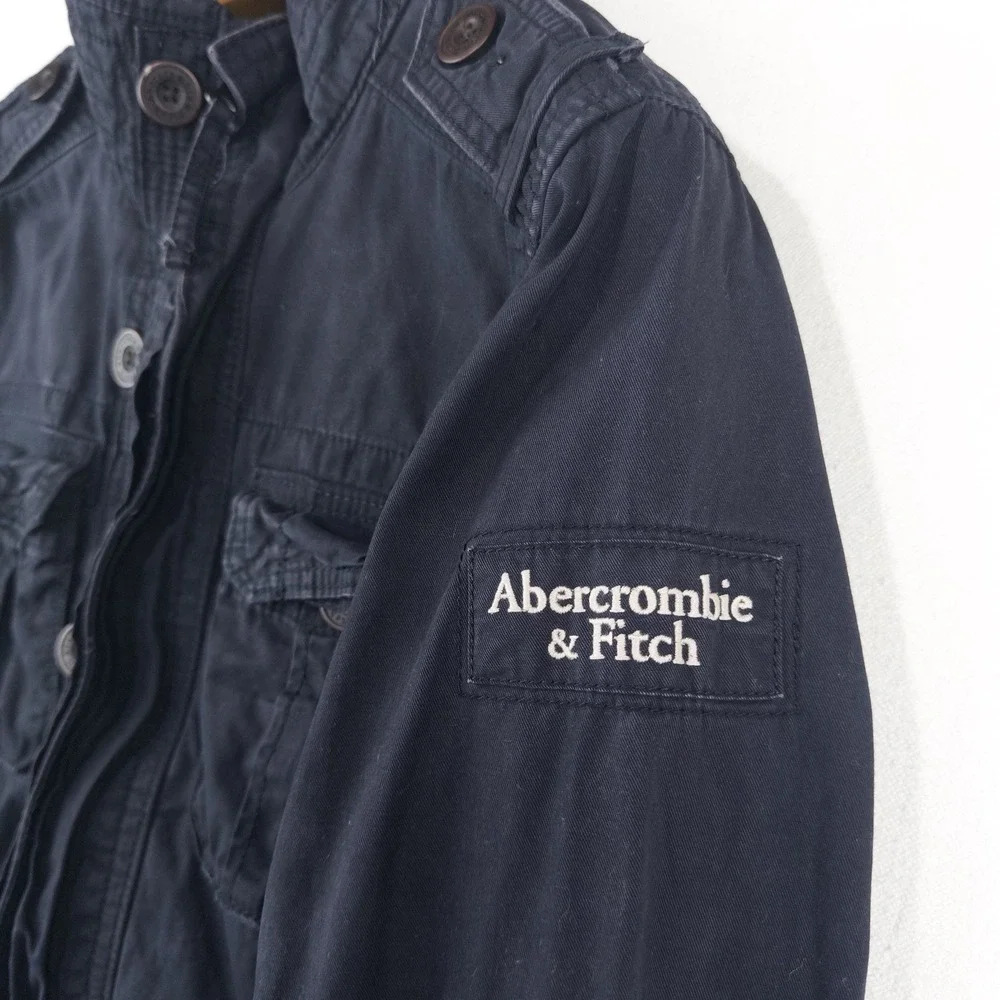 Vintage Abercrombie & Fitch Mens Medium Sentinel Cargo Military Navy Blue Jacket